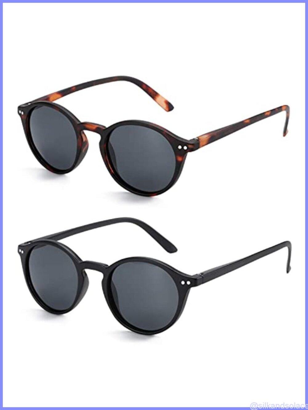 Polarized Sunglasses 2 Pack Retro Round Square UV400 Unisex